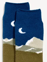 Cozy-Lined Crew Socks for Men - Navy Snow — view 2