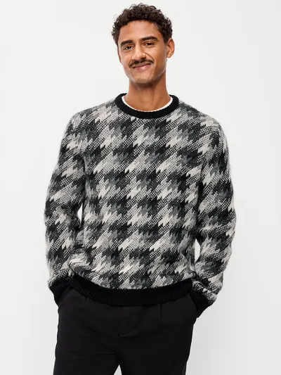 Crew-Neck Wool-Blend Sweater - Houndstooth