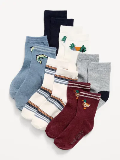 Crew Socks 6-Pack for Toddler & Baby - Maroon Red