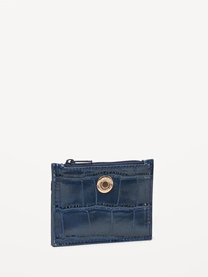 Croc-Embossed Card Holder - Midnight