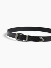 Crocodile Leather Belt - Black — view 3