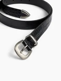 Crocodile Leather Belt - Black — view 4