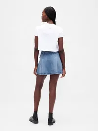 Denim Belted Mini Skirt - Medium wash — view 2