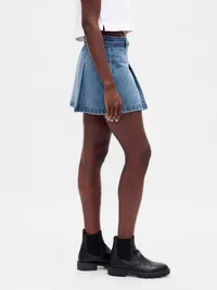 Denim Belted Mini Skirt - Medium wash — view 3