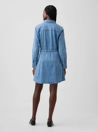 Denim Button-Front Mini Dress - Light wash — view 2