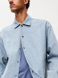Denim Coach Jacket - Light Wash — view 4