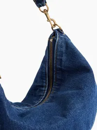 Denim Crescent Bag - Dark wash — view 4