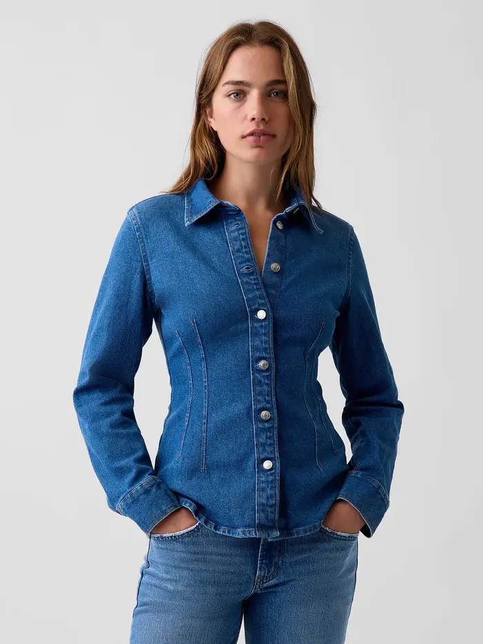 Denim Fitted Shirt - Medium wash