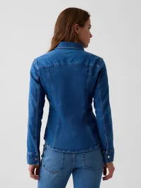 Denim Fitted Shirt - Medium wash — view 3