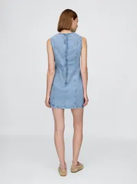 Denim Mini Shift Dress - Light wash — view 2