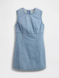 Denim Mini Shift Dress - Light wash — view 4