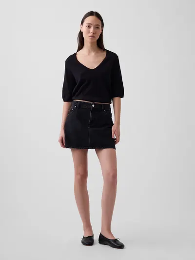 Denim Mini Skirt - Black wash