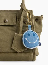 Denim Smiley Bag Charm - Medium wash — view 3