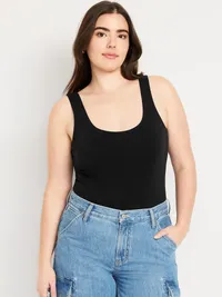 Double-Layer Scoop-Neck Bodysuit - Black Jack — view 4