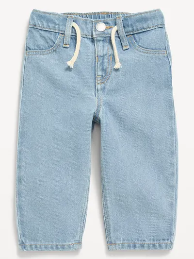 Drawstring Barrel-Leg Jeans for Baby - Light Wash