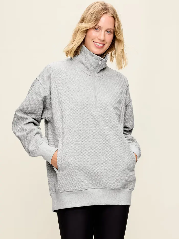 Dynamic Fleece Half-Zip Tunic Sweatshirt - Heather Grey