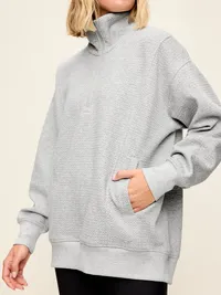 Dynamic Fleece Half-Zip Tunic Sweatshirt - Heather Grey — view 5