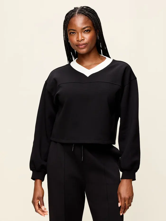 Dynamic Fleece Oversized Cropped Sweatshirt - Black Jack