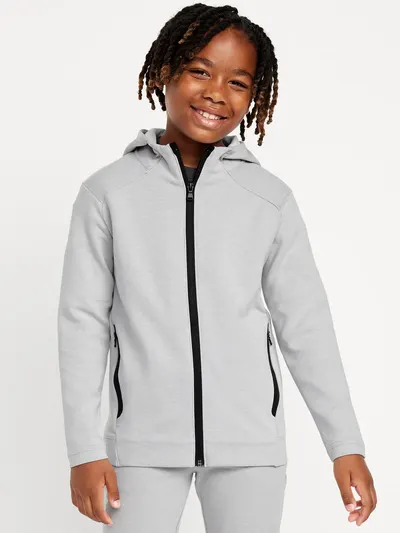 Dynamic Fleece Zip-Front Hoodie for Boys - Light Heather Gray