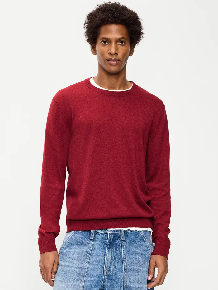 Essential Crew-Neck Sweater - Heather Red
