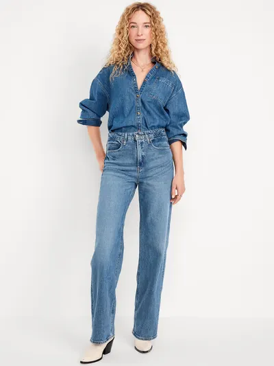 Extra High-Waisted Wide-Leg Jeans - Medium Wash