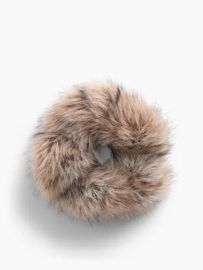 Faux Fur Scrunchie - Natural tan