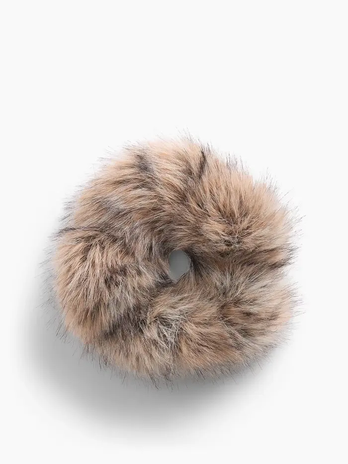 Faux Fur Scrunchie - Natural tan