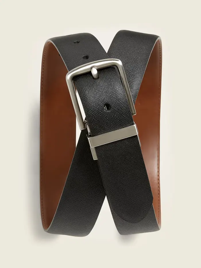 Faux-Leather Reversible Belt - Black Jack