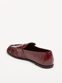 Faux-Leather Ruched Loafers - Red Lacquer — view 4