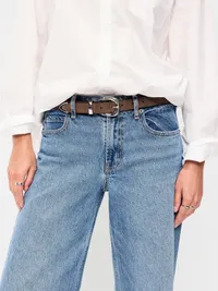 Faux-Leather Western Belt - Brown Suede — view 2
