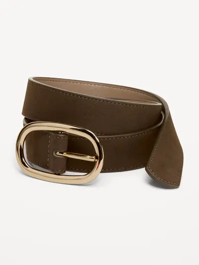 Faux-Suede Belt for Women - Olive