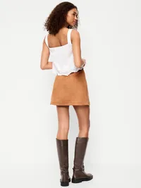 Faux-Suede Mini Skirt - Classic Camel — view 3