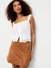 Faux-Suede Mini Skirt - Classic Camel — view 4