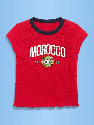 FIFA World Cup 26™ Morocco Smocked Graphic T-Shirt for Girls - Morocco