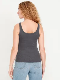 First-Layer Ribbed Scoop-Neck Tank Top - Medium Gray — view 2