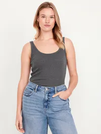 First-Layer Ribbed Scoop-Neck Tank Top - Medium Gray — view 5