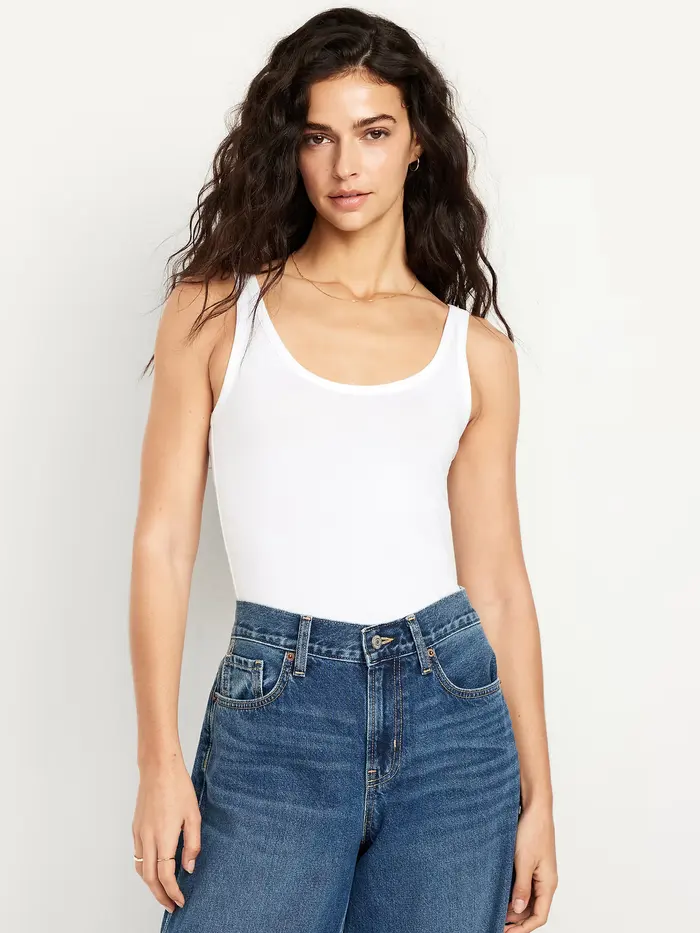First-Layer Scoop-Neck Tank Top - Calla Lily White