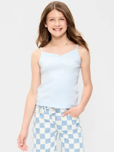 Fitted Buttoned Tank Top for Girls - Iced Water