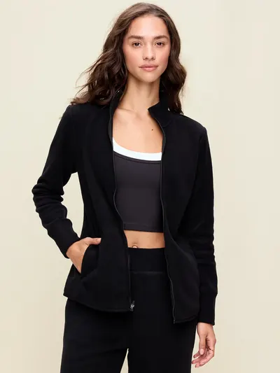 Fitted Performance Fleece Full-Zip Jacket - Black Jack
