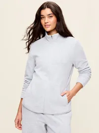 Fitted Performance Fleece Full-Zip Jacket - Heather Grey — view 5