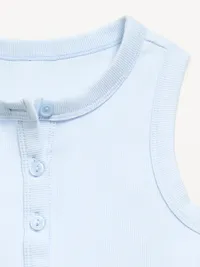 Fitted Sleeveless Ribbed Button-Front Top for Girls - Contrail — view 4