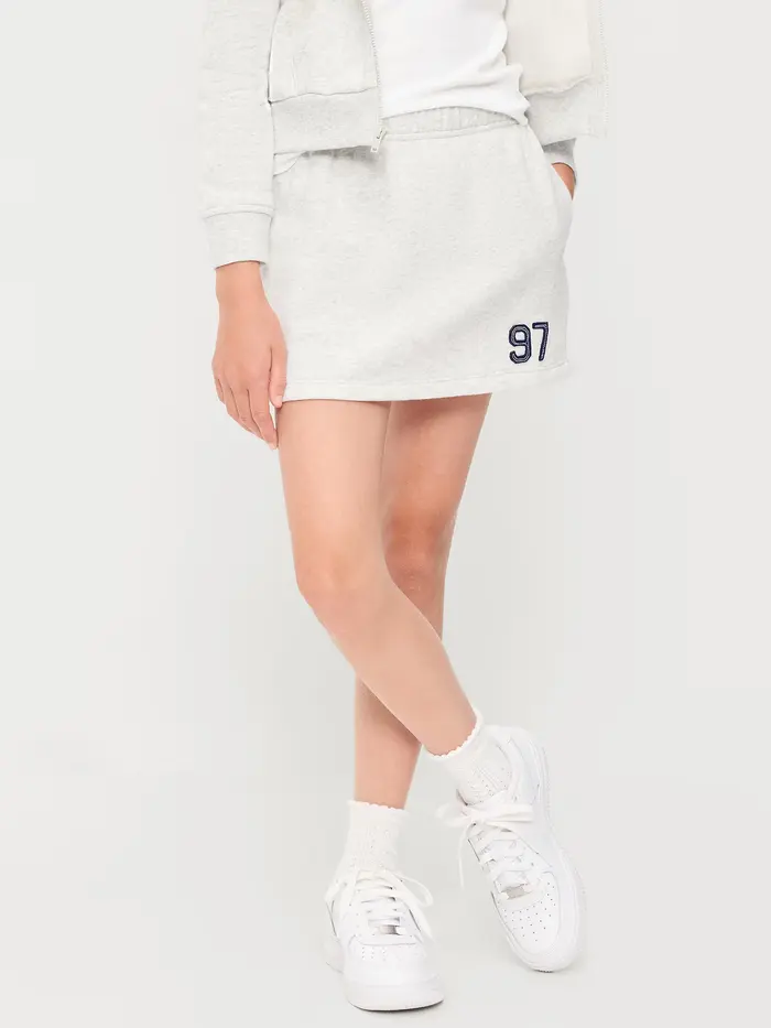 Fleece Skort for Girls - Light Heather Gray