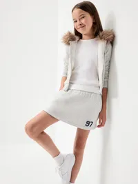 Fleece Skort for Girls - Light Heather Gray — view 3