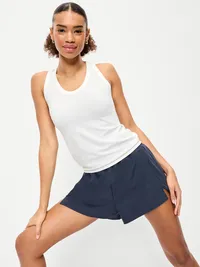 Fluid Seamless Fitted Racerback Tank - White Stripe — view 3