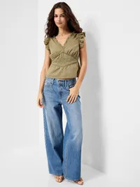 Flutter-Sleeve Embroidered Top - Bare Ground — view 3