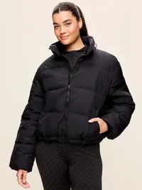 Funnel-Neck Core Puffer Jacket - Black Jack — view 5