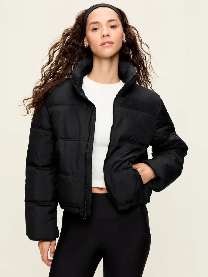 Funnel-Neck Core Puffer Jacket - Black Jack