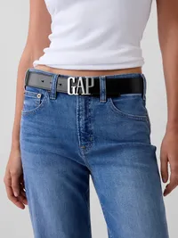 Gap Logo Leather Belt - Black — view 2
