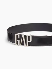 Gap Logo Leather Belt - Black — view 3