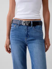 Gap Logo Leather Belt - Black — view 5